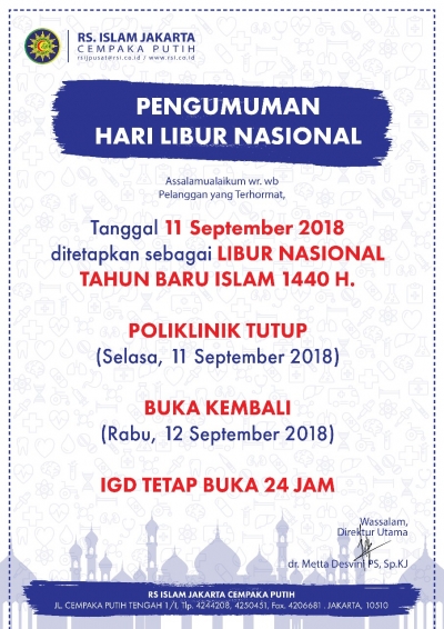 Informasi Libur Poliklinik 11 September 2018